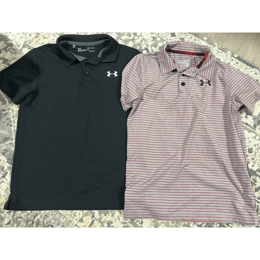 Boys Under Armour Polo Shirts Size Youth Medium Lot Of 2